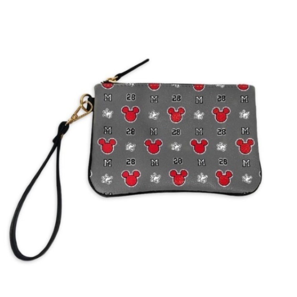 Disney Mickey Mouse All Over Print Women's Adult Wristlet Wallet Grey/Red/Black